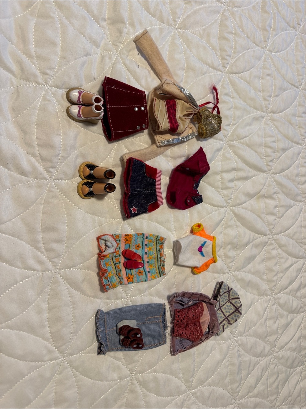 Barbie Doll Outfit Lot in Burgundy, Pink, Orange & Blue